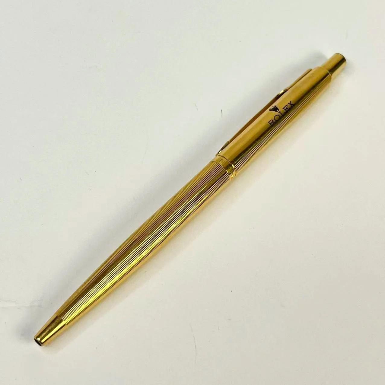 Vintage Rolex Gold-Tone Ballpoint Pen – Engraved Logo & Green